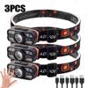 Rechargeable LED Headlamp Sensor Headlight With COB and LED Beads 6 Lighting Modes White and Red Light Fishing Light
