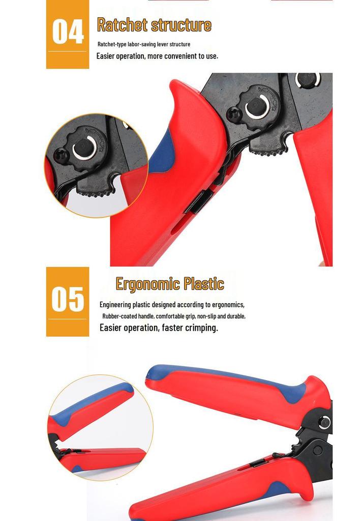 Hengshuo SN58B Terminal Crimper Set - Ratchet Crimp Tool for Bare Terminals