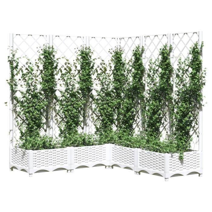 VidaXL Jardinière avec treillis Blanc 120x120x121,5 cm PP 153287