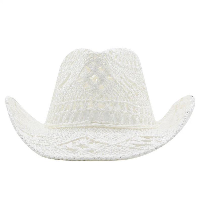 Wide Brim Western Cowboy Hat Sun Protection Jazz Hat Fashion Straw Cap Outdoor