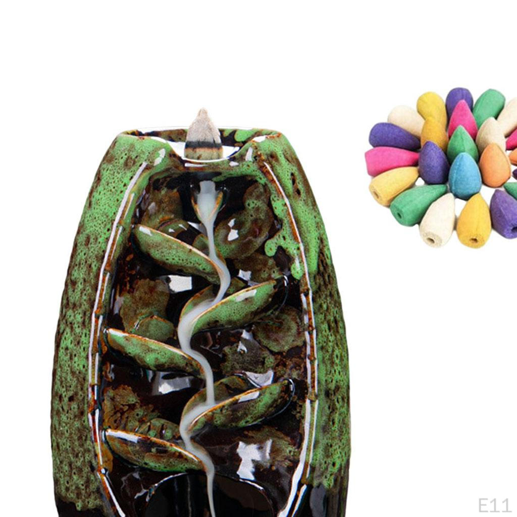 Burner Holder Ceramic Flowing Back Censer with 50 Cones
