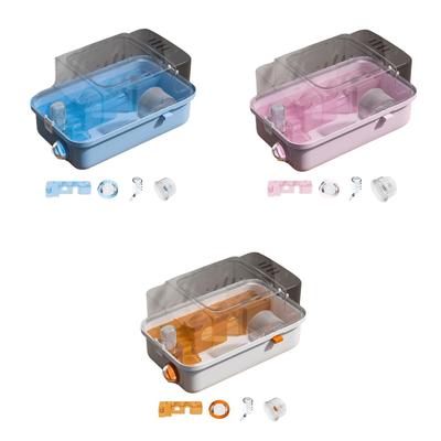 2 Layers Hamster Cage with Clear Lid Portable Breathable Small Animal Cage for Hedgehog Bunny Mice Guinea Pigs Small Animals