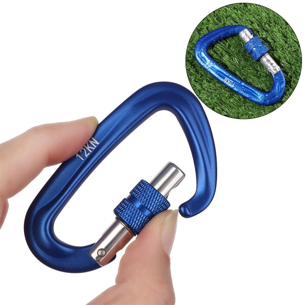 12/25KN Professional Safety Carabiner D Shape Key Hook Aluminum Climbing Security Master Lock Mountaineering Protective Tool