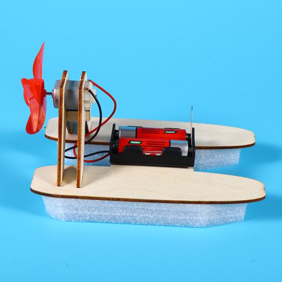 1 набор DIY Wind Powered Boat Model Kit Handmade Wooden Puzzle Hovership Building Crafts Kids STEM Educational Physics Science Experiment Toy