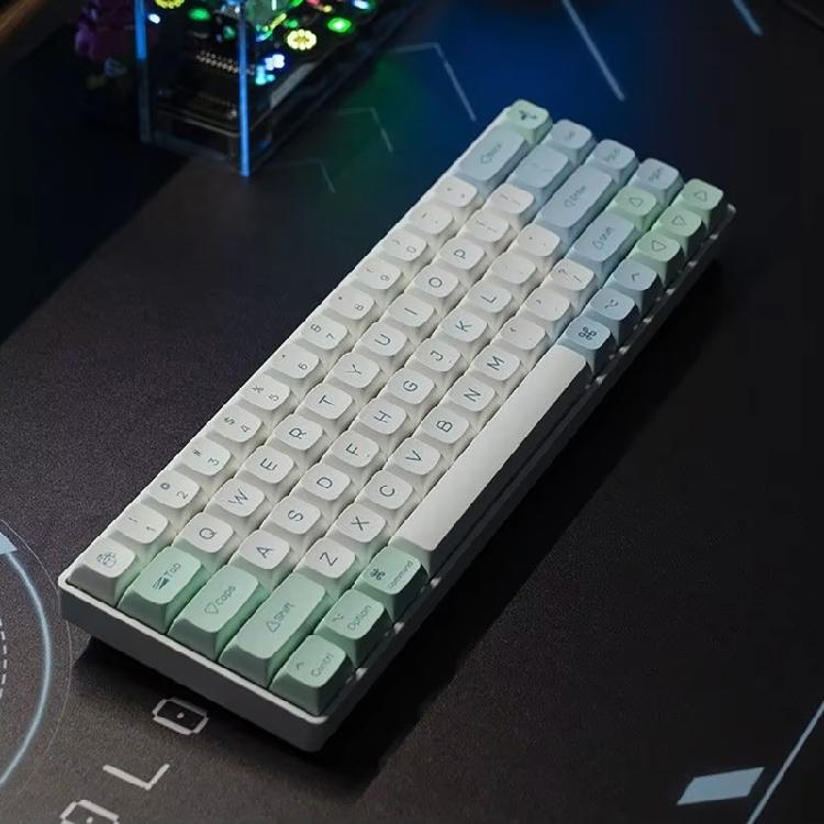 137PCS XDA PBT Keycaps with Heat Sublimated  Ice Mint Theme for Mechanical Keyboard Enthusiasts