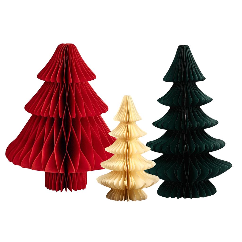 Waben-Weihnachtsbaumdekoration 2 Stück/3 Stück 3D Papierbäume Mittelstück Wiederverwendbar für Kaminsims Weihnachts-Tischdekoration