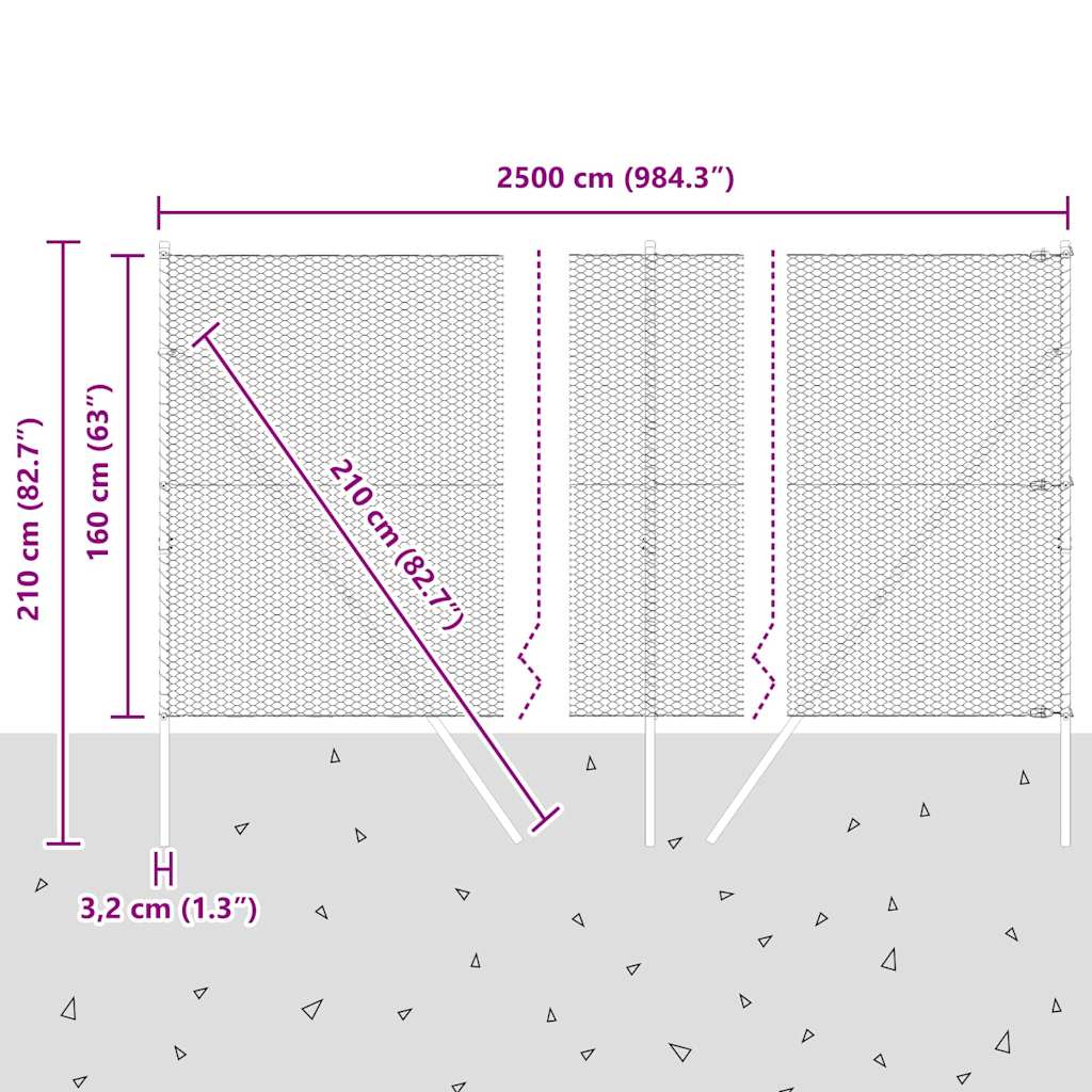 Ground Fix Welded Wire Fence 25 x 1.6 m (W x H)