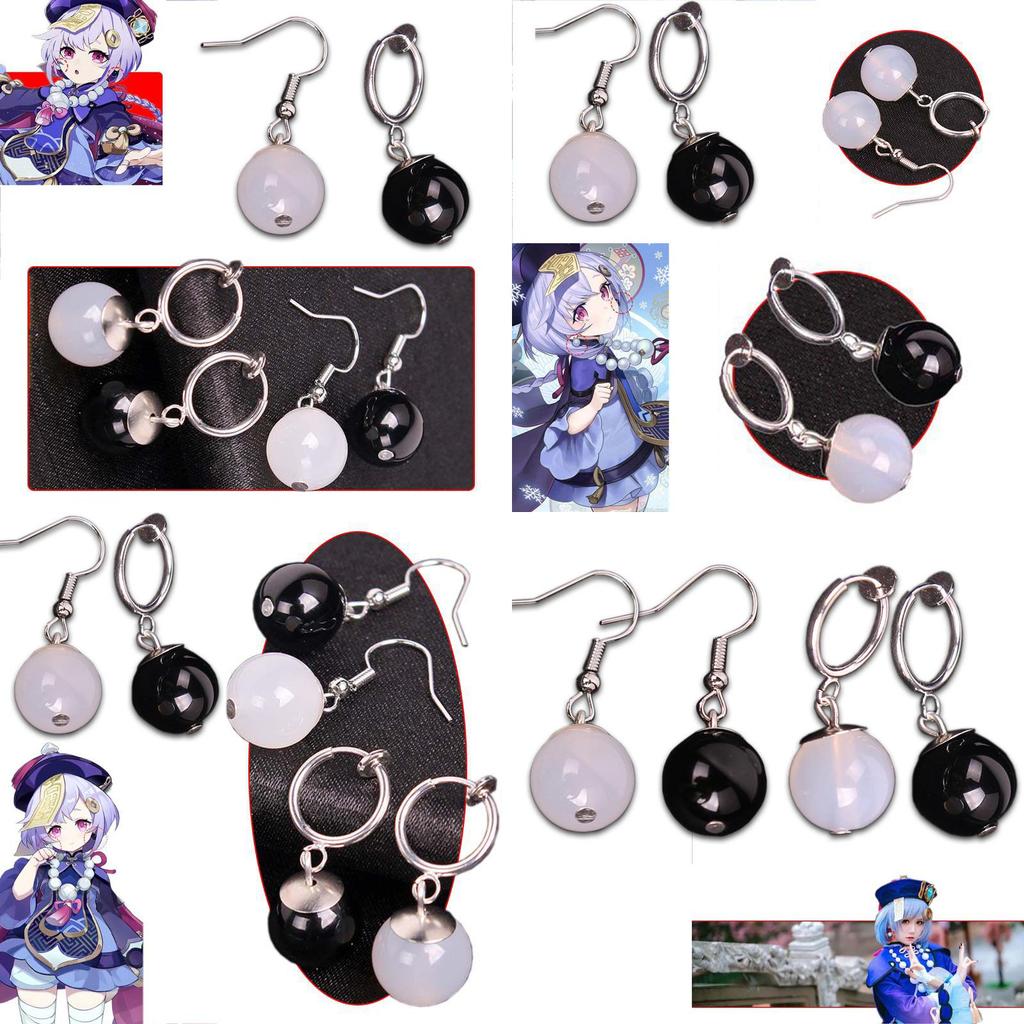 Stunning 2pcs Genshin Qiqi Cosplay Earrings With Elegant Dangle Design For Women