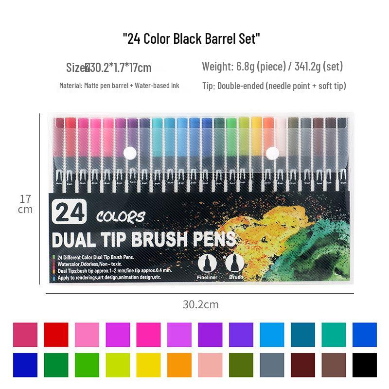 Dual-Tip Watercolor Crayon and Fine Liner Marker Set for Students