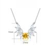 S925 silver natural stone angel wing necklace female niche high-end yellow zircon gemstone pendant sterling silver collarbone chain