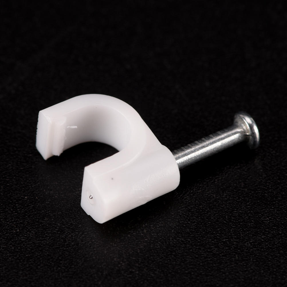 100 Pcs New Rg59 Coax Cat5 Cat6 Cable Wire Clips Nail Clamps Straps Tacks White 6Mm