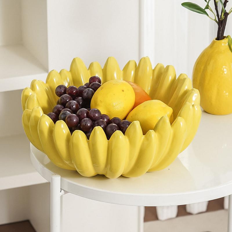 Bananenförmige Keramik-Obstschale, Tischteller, Küchengeschirr, luxuriöse Servierteller für Salat-Snacks, Heimdekoration