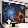 Cartoon High Shading Curtain Children's Room Boy Bedroom Astronaut New Bay Window Sunscreen Blackout Sound Insulation Drape 2Pcs