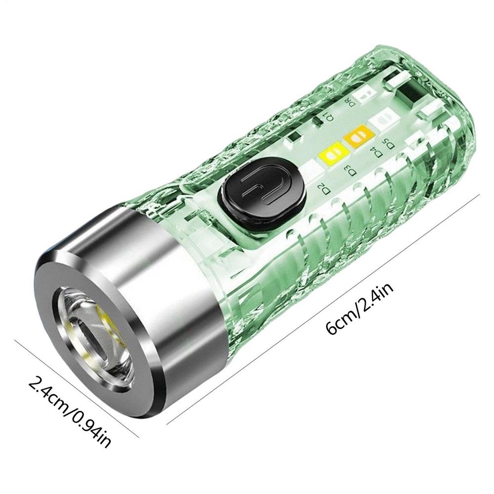 Small Led Flashlight USB Torch Light Red Blue Keychain Led Light 5 Brightnesses 3 Glows 3 Special Flash Luminous Mini Light