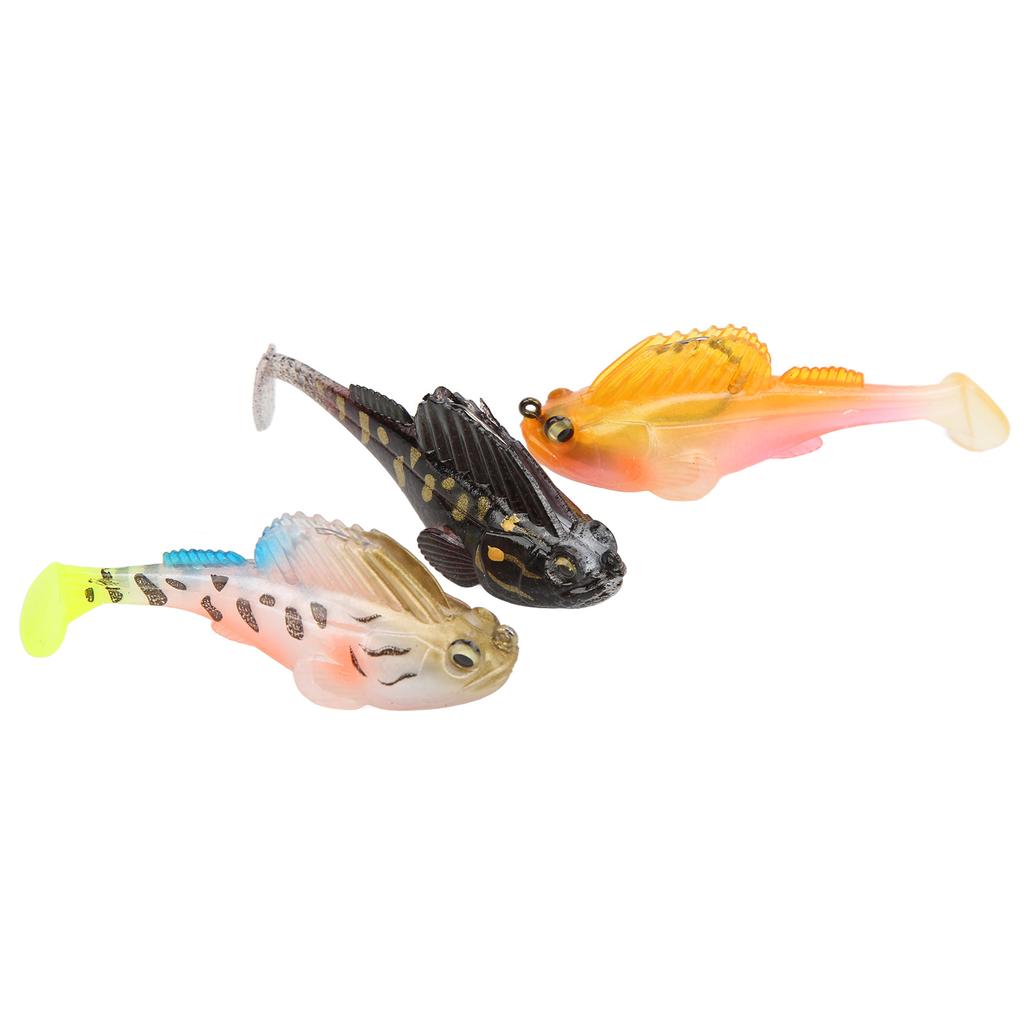 3Pcs Lure Soft Baits Jumping Fish Soft Bait Sinking Artificial Fake Fishing Lure