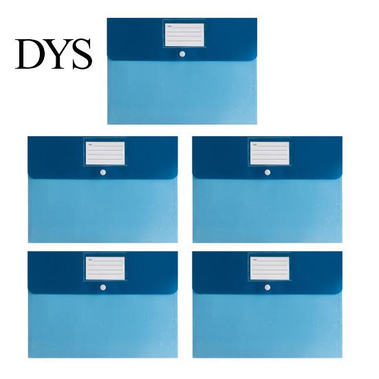 Matte PP File Folder Document Folders with Snap Button & Label Pocket, A4 Size Plastic Student Exam Organizer Envelopes, Waterproof Organizers