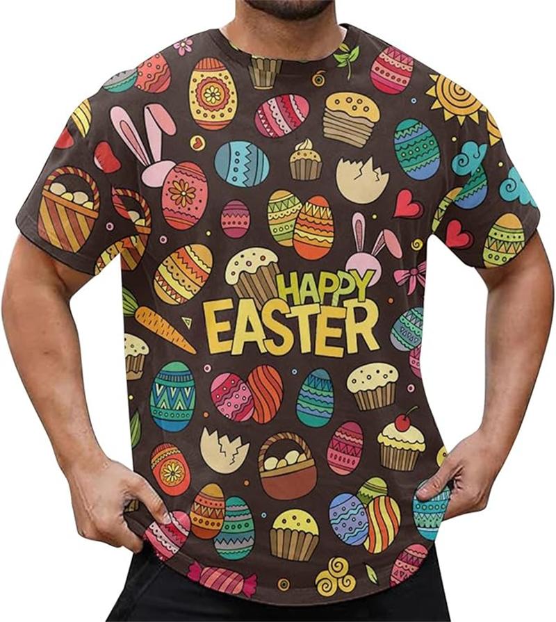 Men's Easter Tshirt Tops 3D Print Easter Eggs Jesus T Shirt For Men New In Round Neck Short Sleeve Tee Shirts Summer Kids Tops