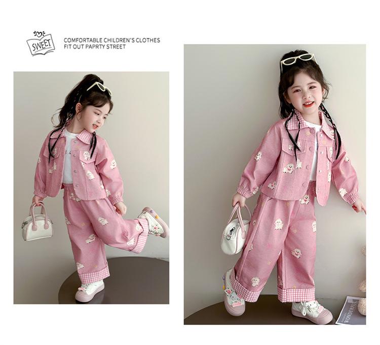 Spring 2025 Stylish Cartoon Two-Piece Set for Baby Girls