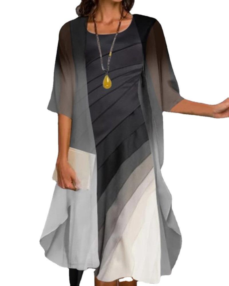 

Женское элегантное серое платье с драпировкой, круглым вырезом и асимметричной накидкой из прозрачного шифона M серый