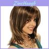 Premium Quality Long Curly Blonde Wig With Ombre Brown Highlight For Fashionable Women
