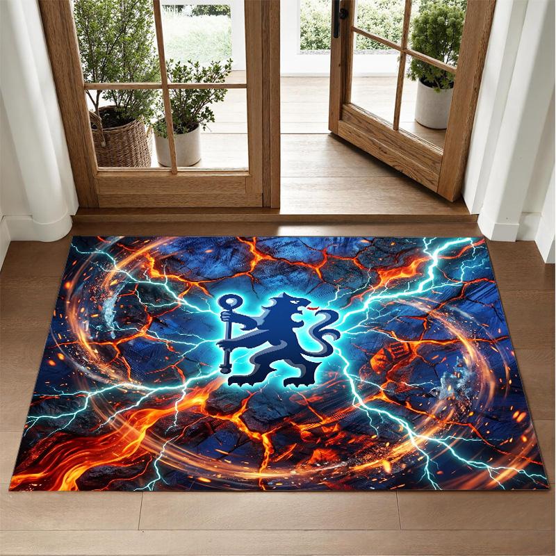 Chelsea FC Design Crystal Velvet Rug Soft Decorative Mat for Bedroom Entrance