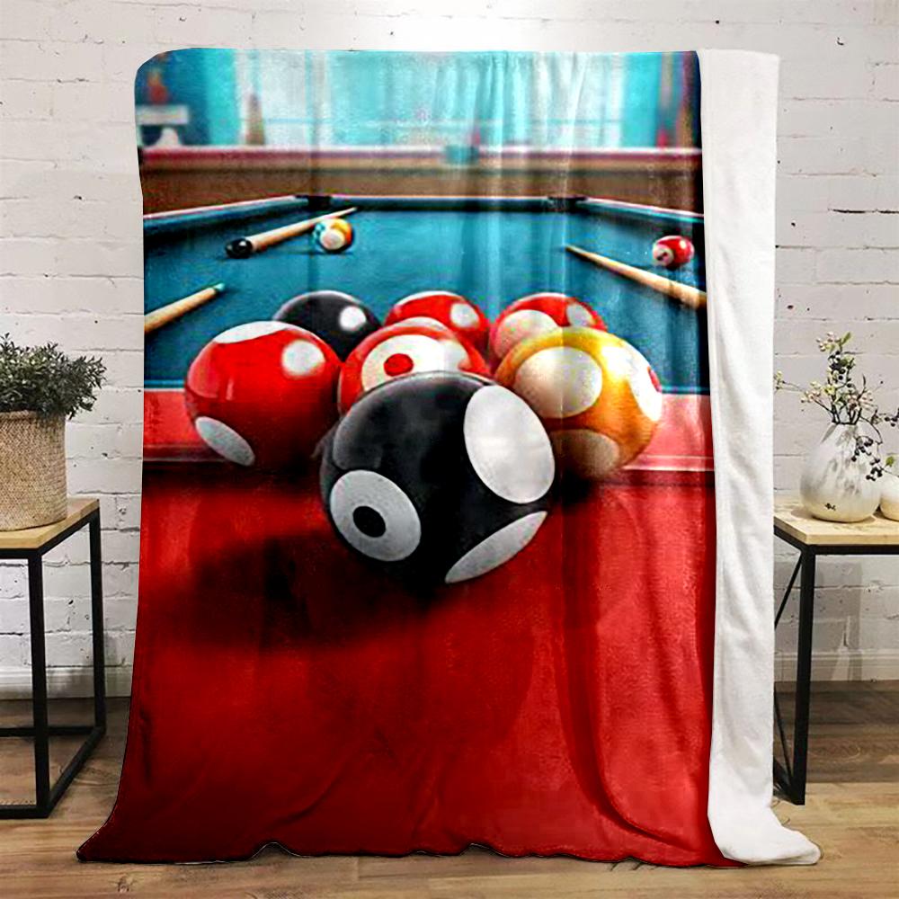 Billiard Balls and Cue Sticks Design Blanket Flannel Blanket for Bedroom, Living Room, Sofa, and Nap Sofas.