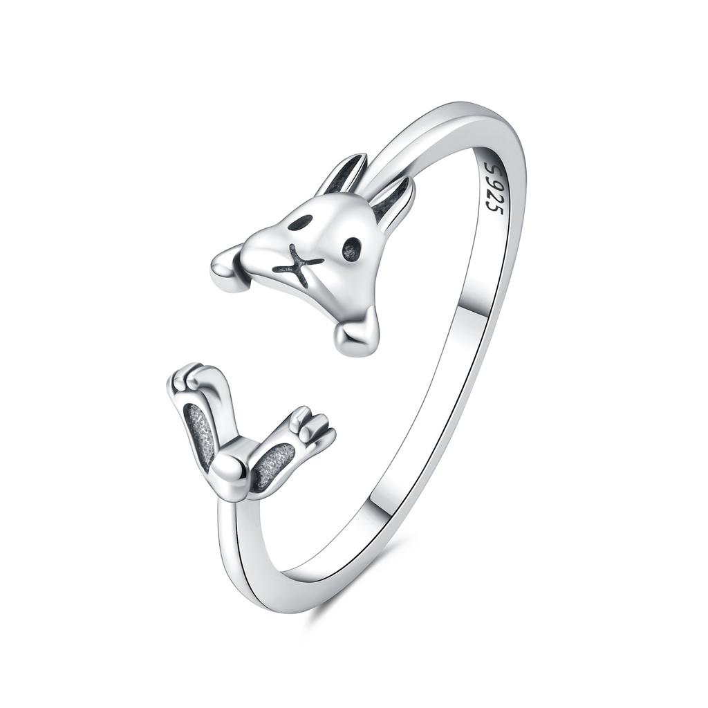 925 Sterling Silver Rabbits Pandas Animals Opening Rings for Women Adjustable Finger Ring Girl Personality Jewelry Party Gifts 2025