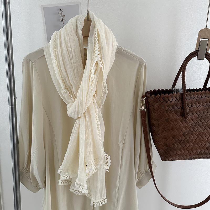 Artistic Style Long Solid Color Scarf for Women Summer and Autumn Photography Shawl Sunscreen Scarf