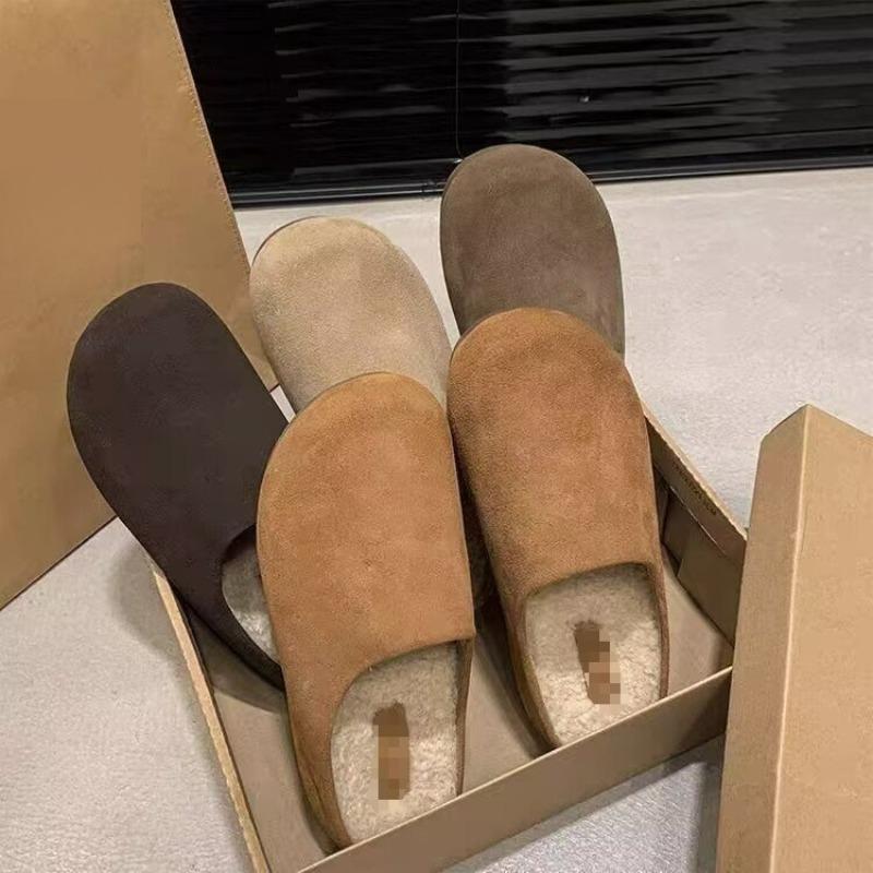New Thick-soled, Closed-toe, Half-slipper and Warm Cotton Shoes with Added Fleece