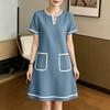 ZANZEA Women Eelgant Casual V-Neck Summer Short Sleeve Dress