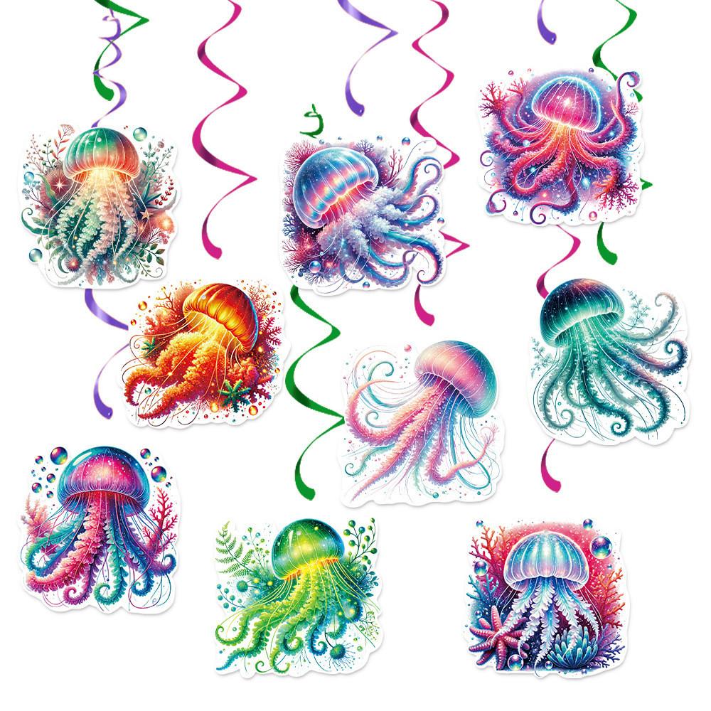 Ocean Colorful Jellyfish Pattern Birthday Party Decoration Pendant Hanging