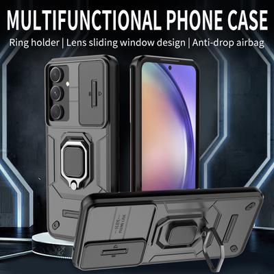 Slide Camera Lens Protector Armor Case For Samsung Galaxy A55 5G Military Grade Bumpers Ring Cover
