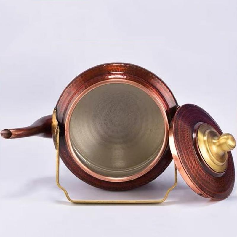 Tibetan-Style Eight Auspicious Copper Hand-Hammered Water Kettle Thickened Handle Home Use Water Offering Kettle Butter Tea Pot