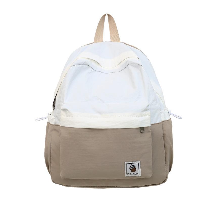 New Trend Lightweight Contrasting Color Backpack Simple Middle School College Student Commuting Schoolbag Large Capacity Travel Outdoor Backpack