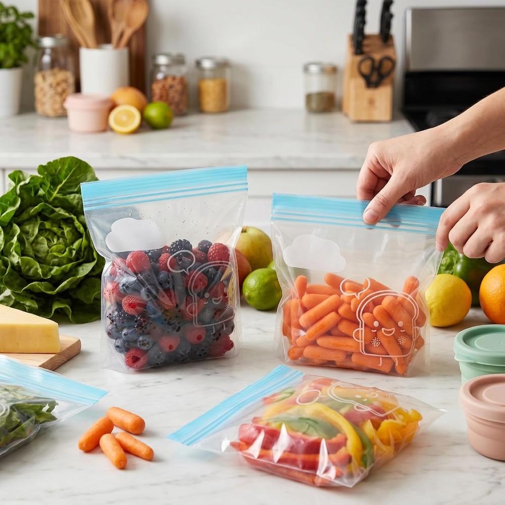 30PCS PE Reusable Freezer Bags Triple Seal Plastic Organization Bags Zipper Seal Bags For Leftovers