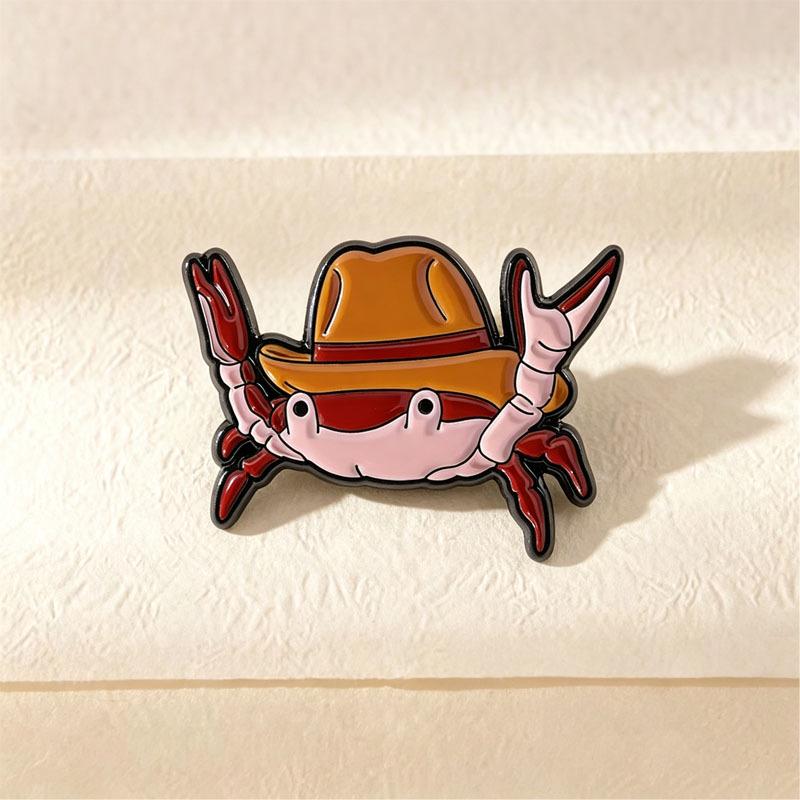 Cute Animal Cartoon Denim Hat Brooch - Fun Personality Badge Accessory