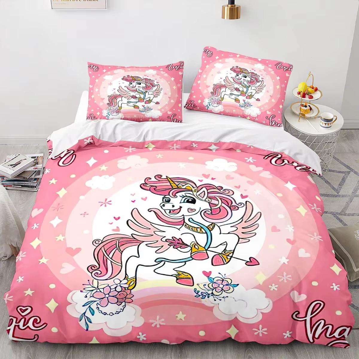 

Unicorn Soft Duvet Cover Ful for Children Kids Todler, Young Girls Lovely Unicorn Beding Children Kids Rom Decor Lightweight Comfortable Quilt Cover 3 100*200cm Single