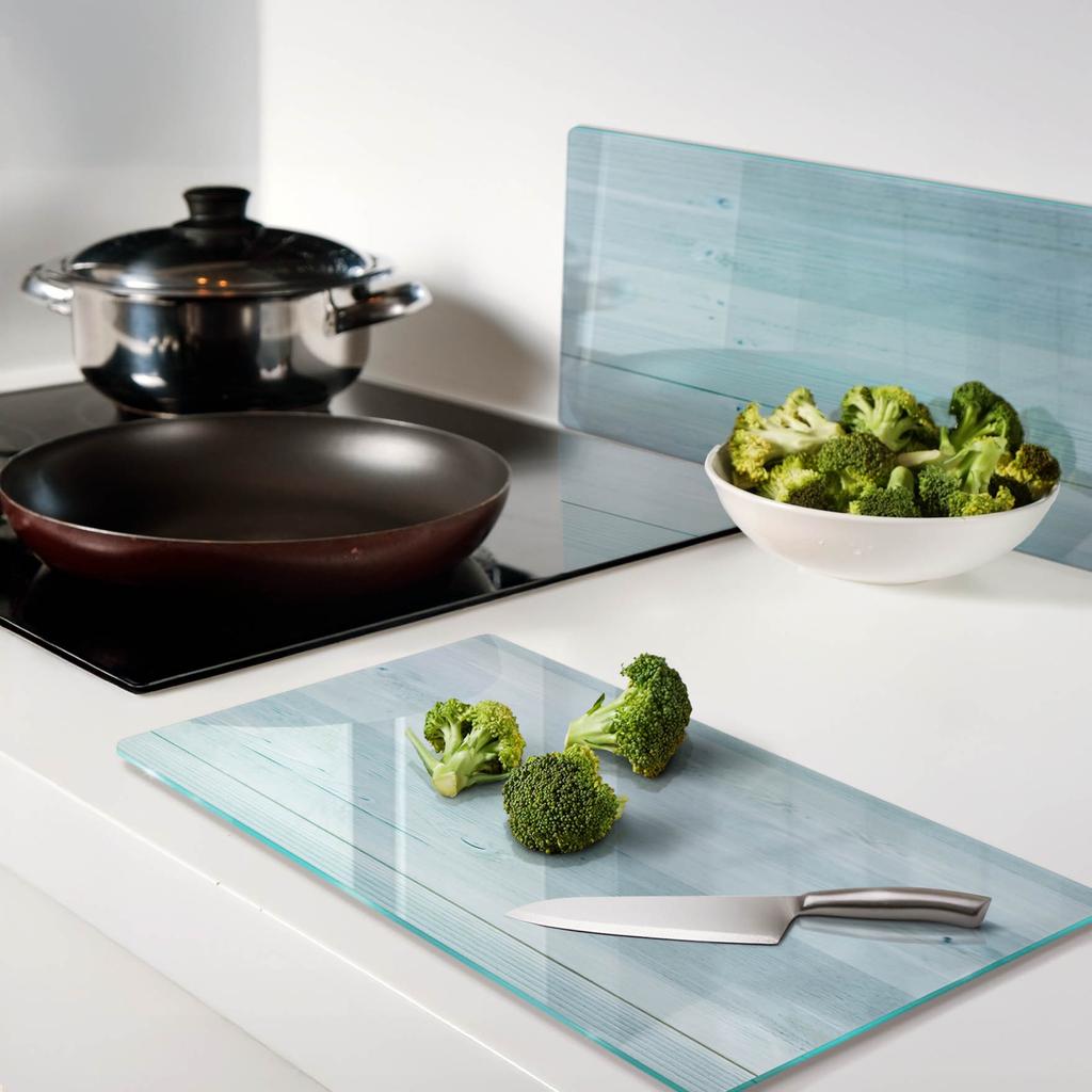Glass Kitchen Cutting Boards With Graphics Blue Boards 2X30X52 Cm