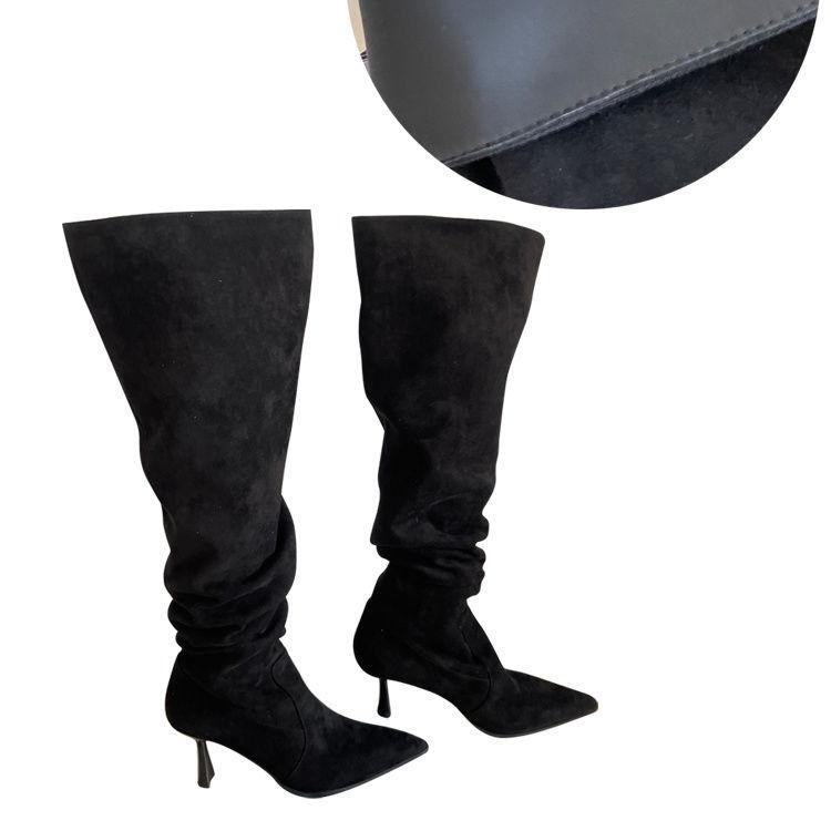 Cizme damă cu tub mare Cizme skinny cu vârf ascuțit Cizme caise mărime mare Cizme cu toc subțire Cizme înalte cu toc înalt Cizme până la genunchi cu toc înalt