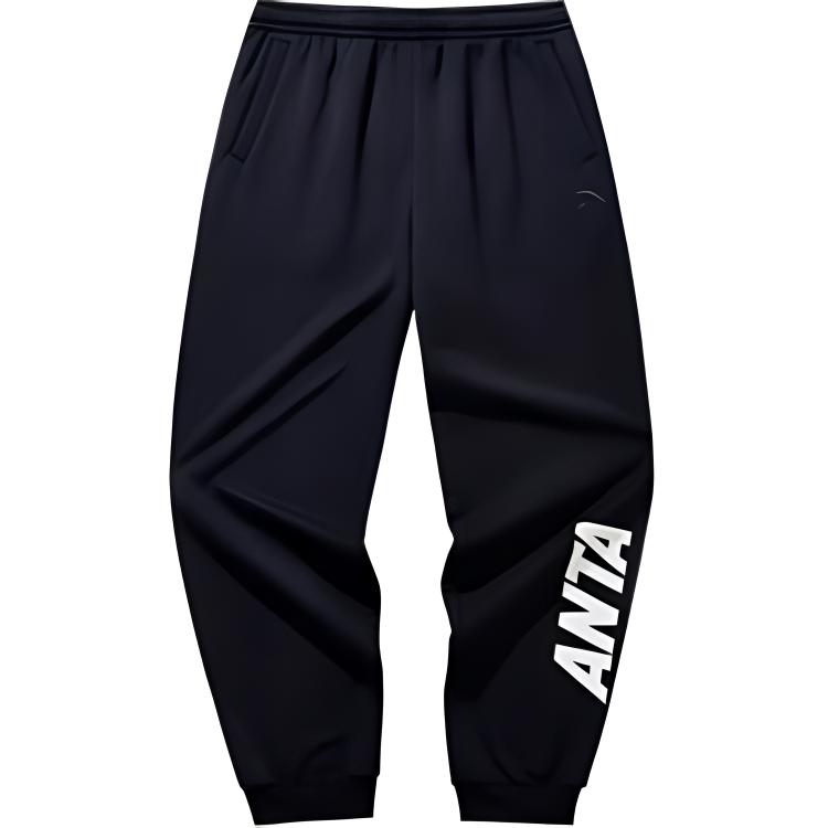 

Anta Casual Simple Solid Color Letter Loose Fit Cuffed Knitted Sports Pants Men bottoms Black 952448308-3 M