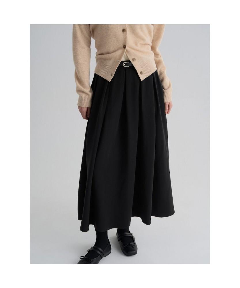 8SECONDS Belted Pleated Long Skirt Black