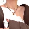 New Fashion Turquoise Sugar Cube Beaded Tiger's Eye Stone Necklace Women's High-class Sense Of Light Luxury Collarbone Chain
