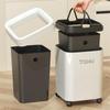 Dual-Use Square Trash Can with Wheels - Light Luxury Wastebasket for Kitchen & Bathroom, Large Capacity
