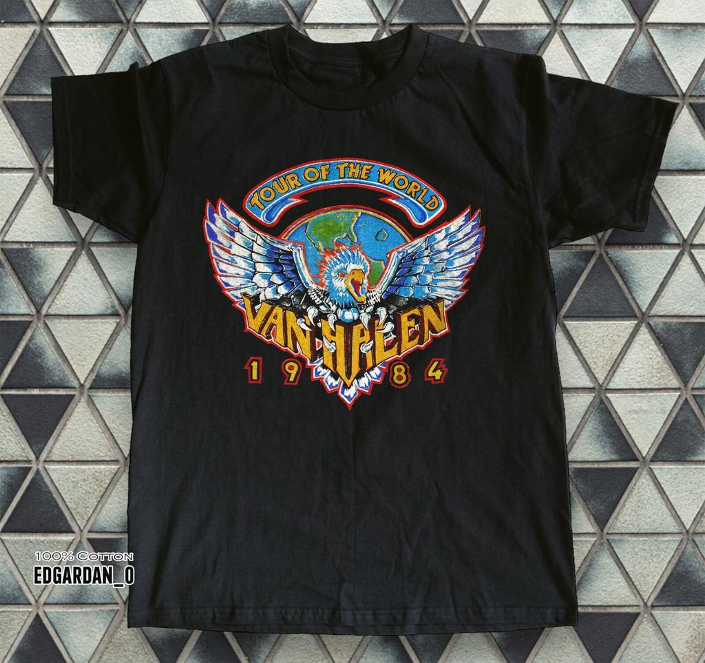Van Halen 1984 Tour Of The World Logo Rock Band Black Unisex T-shirt Size S-5XL