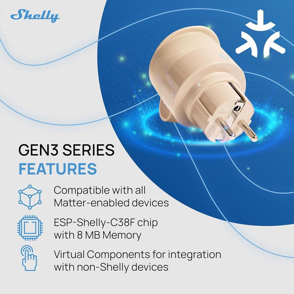 Smart Plug Shelly S3PL-20112EU Wi-Fi