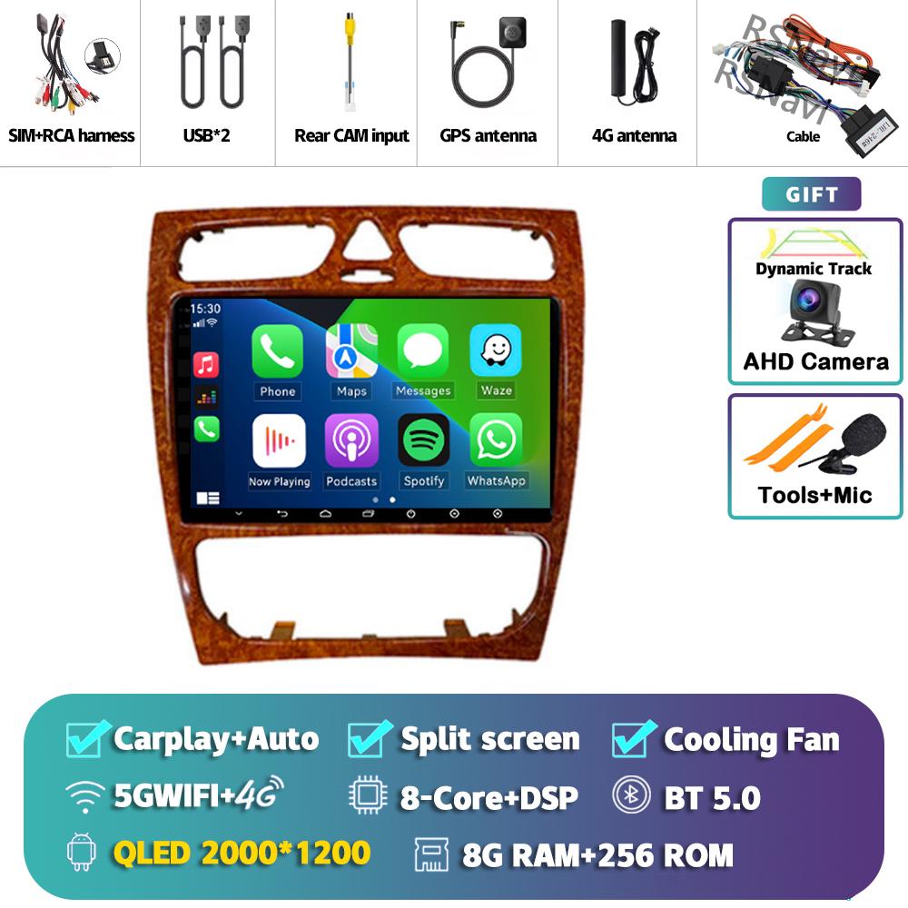 Android 14 Carplay Car Radio  For Benz W209 Multimedia Video Player Navigation GPS Stereo 2Din DVD 360 Camera Head Unit 4G+Wifi