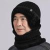 WTEMPO Men's Autumn Winter Windproof Cold-proof Warm Scarf + Hat Solid Color Plush Outdoor Cycling Knitted Hat Set