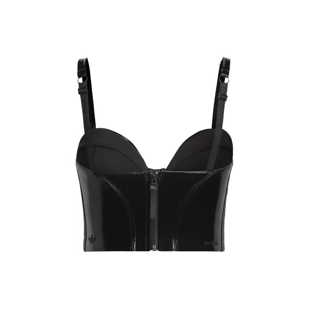 Adidas Originals X Ivy Park Kollaboration FW23 Glänzender Sport-BH Damen Unterwäsche Schwarz IU3981