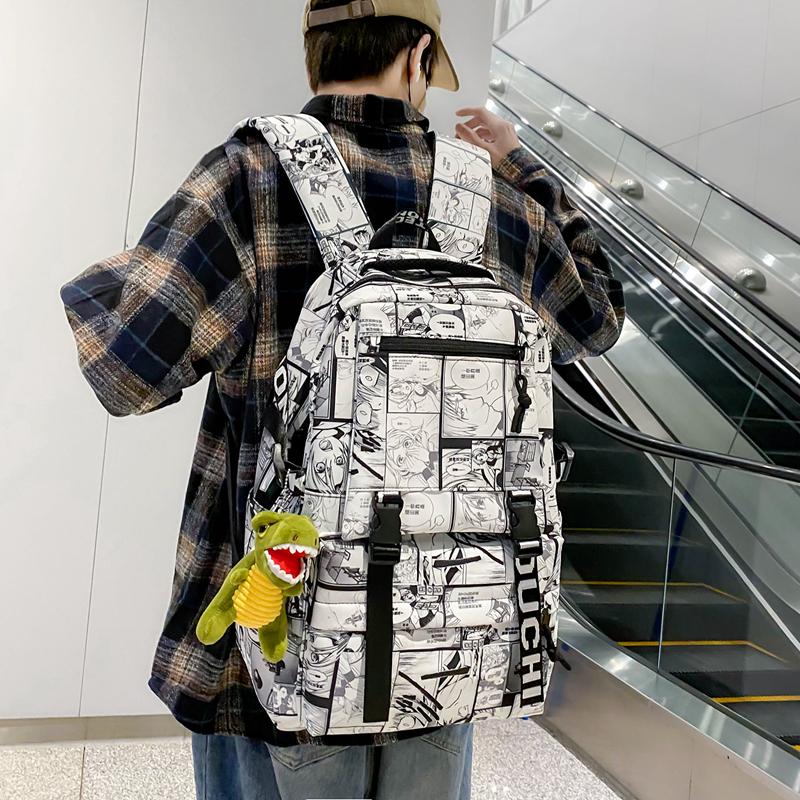 Student Skolesekk Herre Graffiti Trykk Ryggsekk Dame Stor Kapasitet Ryggsekk