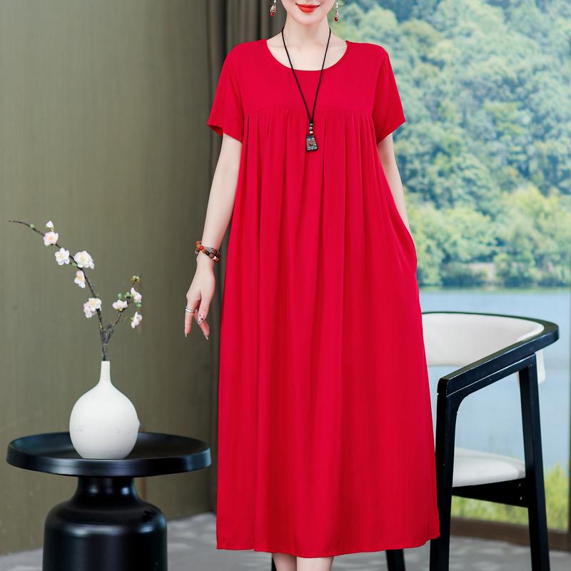 

Елегантні жіночі сукні великих розмірів. Повсякденна вільна вінтажна довга сукня з короткими рукавами 5XL